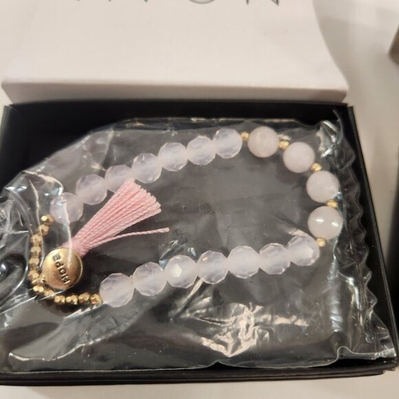 Avon Beaded Bracelet Lot Pink Hope Beaded Chic Garden Floral NEW - Picture 2 of 7